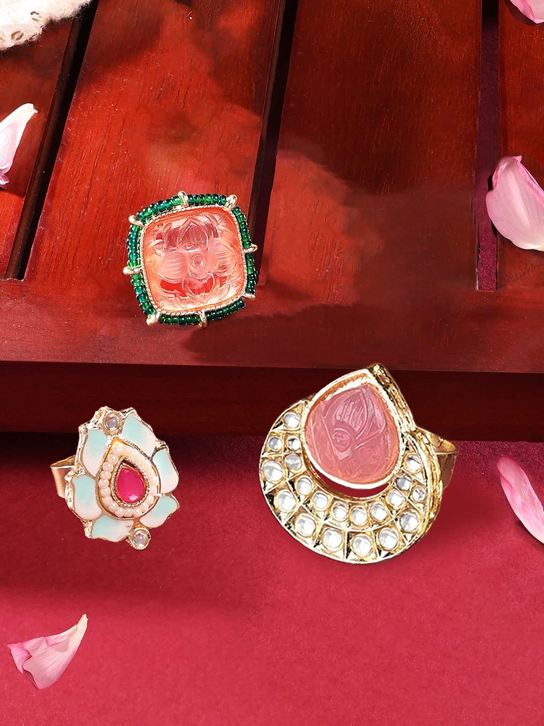 Ethnic Adjustable Finger Rings Set - ZPFK15396